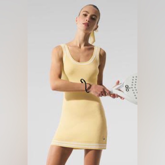 ALO Yoga Dresses & Skirts - Alo Tennis Club Knitted Warm Butter/White Dress